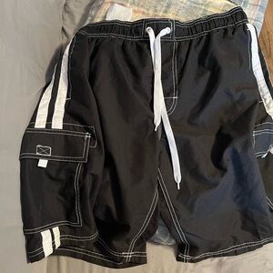 Kanu Surf black and white cargo swim shorts